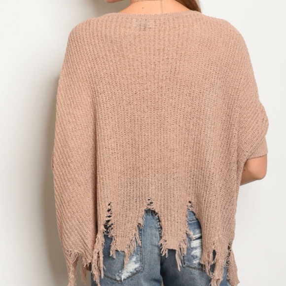 DISTRESSED TAUPE KNIT PULLOVER! - Picture 2 of 4